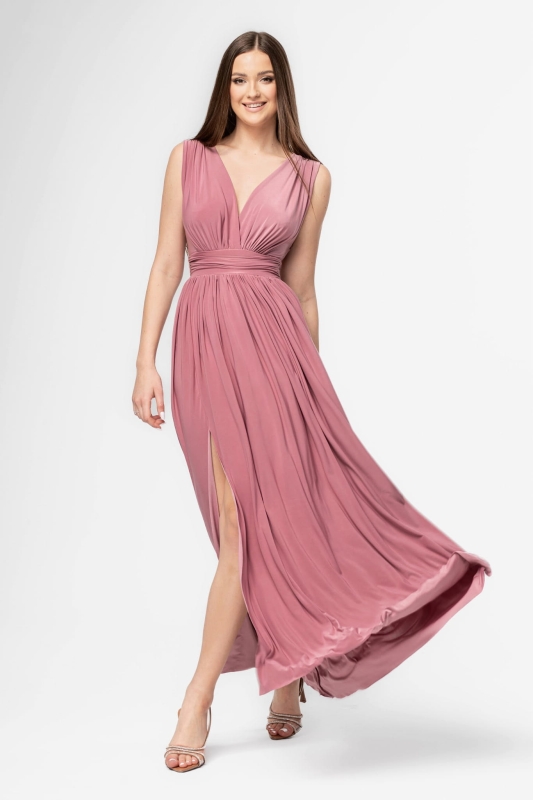 Aurelia sukienka maxi w kolorze - dusty pink