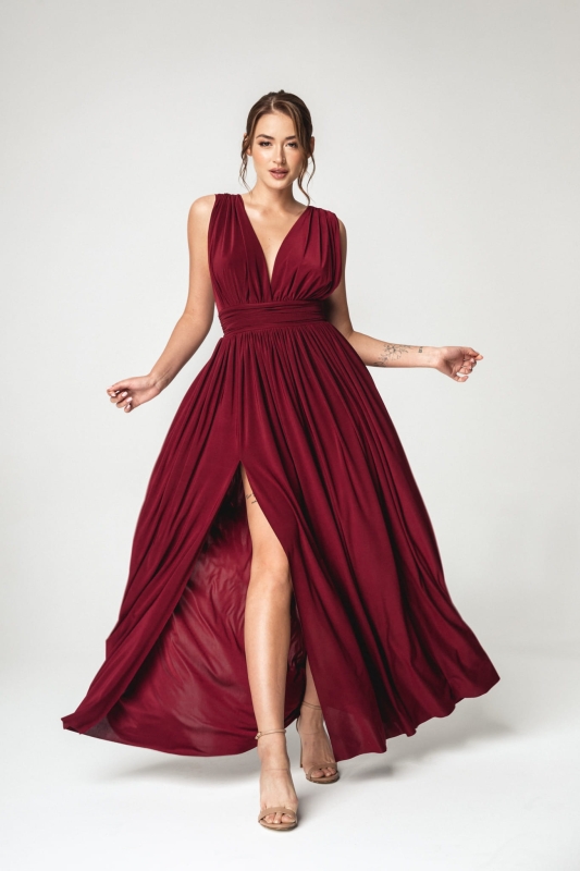 Aurelia sukienka maxi w kolorze bordowym