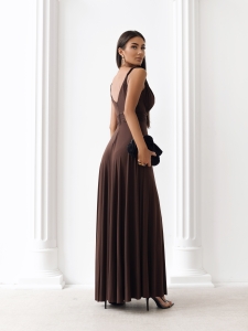 Milo-sukienka maxi w greckim stylu empire -brąz-tył