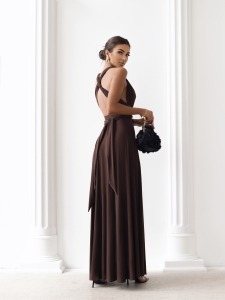 AURORA – sukienka maxi multiway /MOCCA BROWN -tył