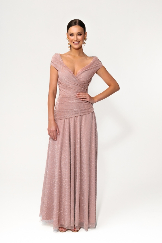 LEAH – sukienka maxi / Champagne Pink (Glitter)